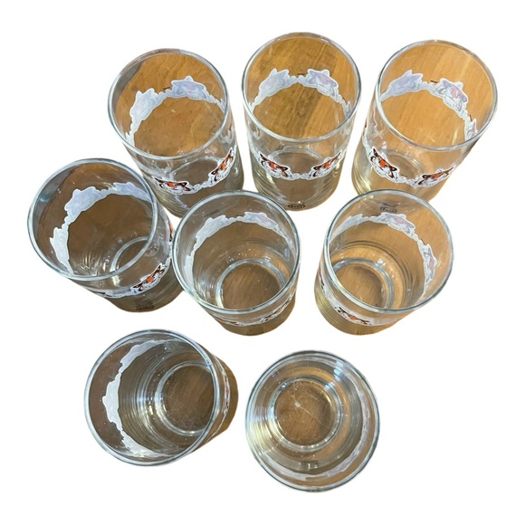 Vintage Set 8 Esso Tiger Tumbler Glass 10oz. 5 1/4” Circle Of Tigers 60’s Nice - Picture 3 of 6